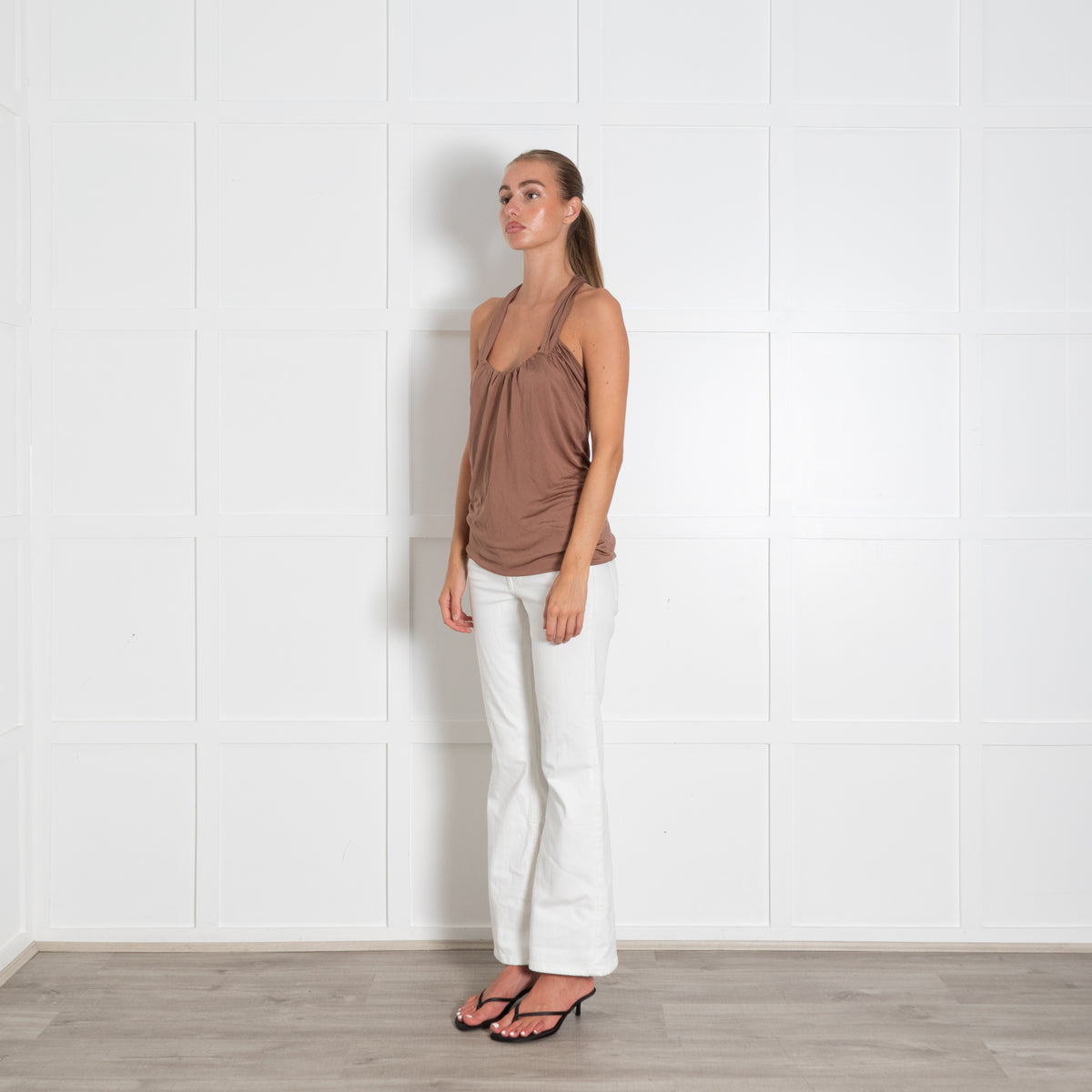Sportmax Brown Silk Halter Top