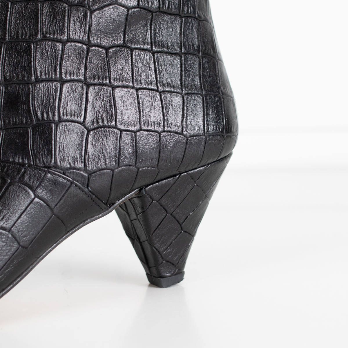 Essentiel Antwerp Black Croc Effect Ankle Boots