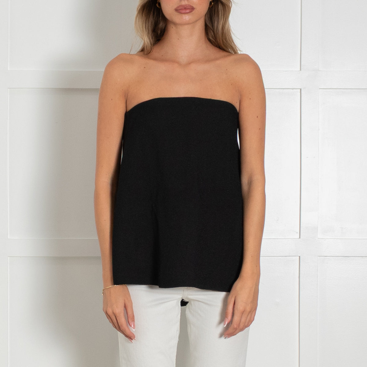 Raey Black Strapless Trapeze Top