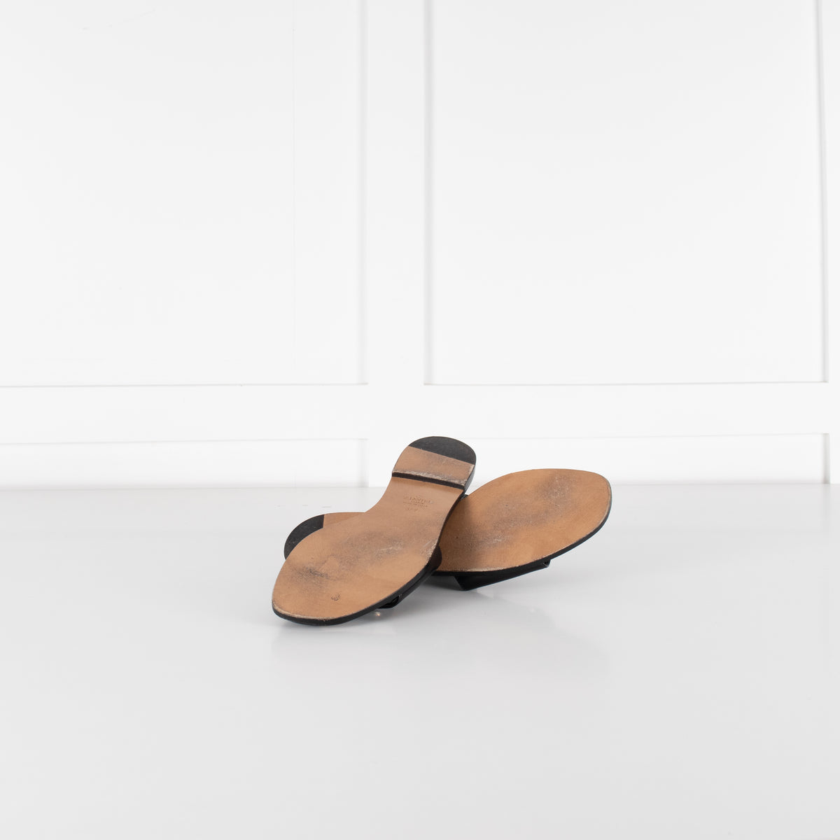 Valentino Black Leather Logo Sliders