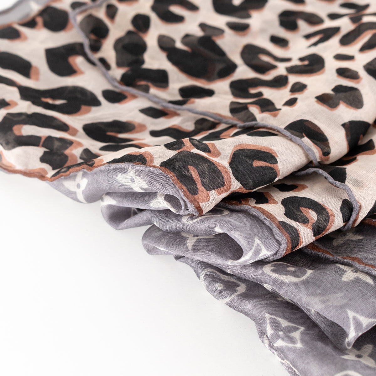 Louis Vuitton Monogram and Leopard Print Sheer Scarf