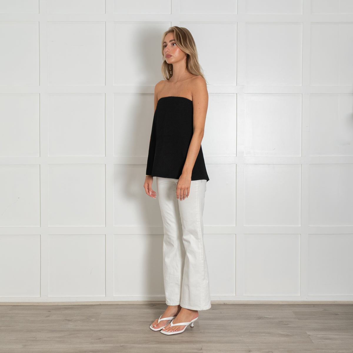 Raey Black Strapless Trapeze Top