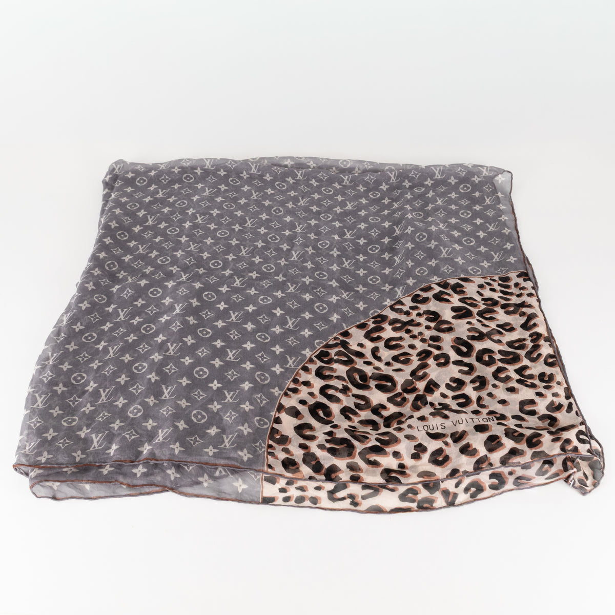 Louis Vuitton Monogram and Leopard Print Sheer Scarf