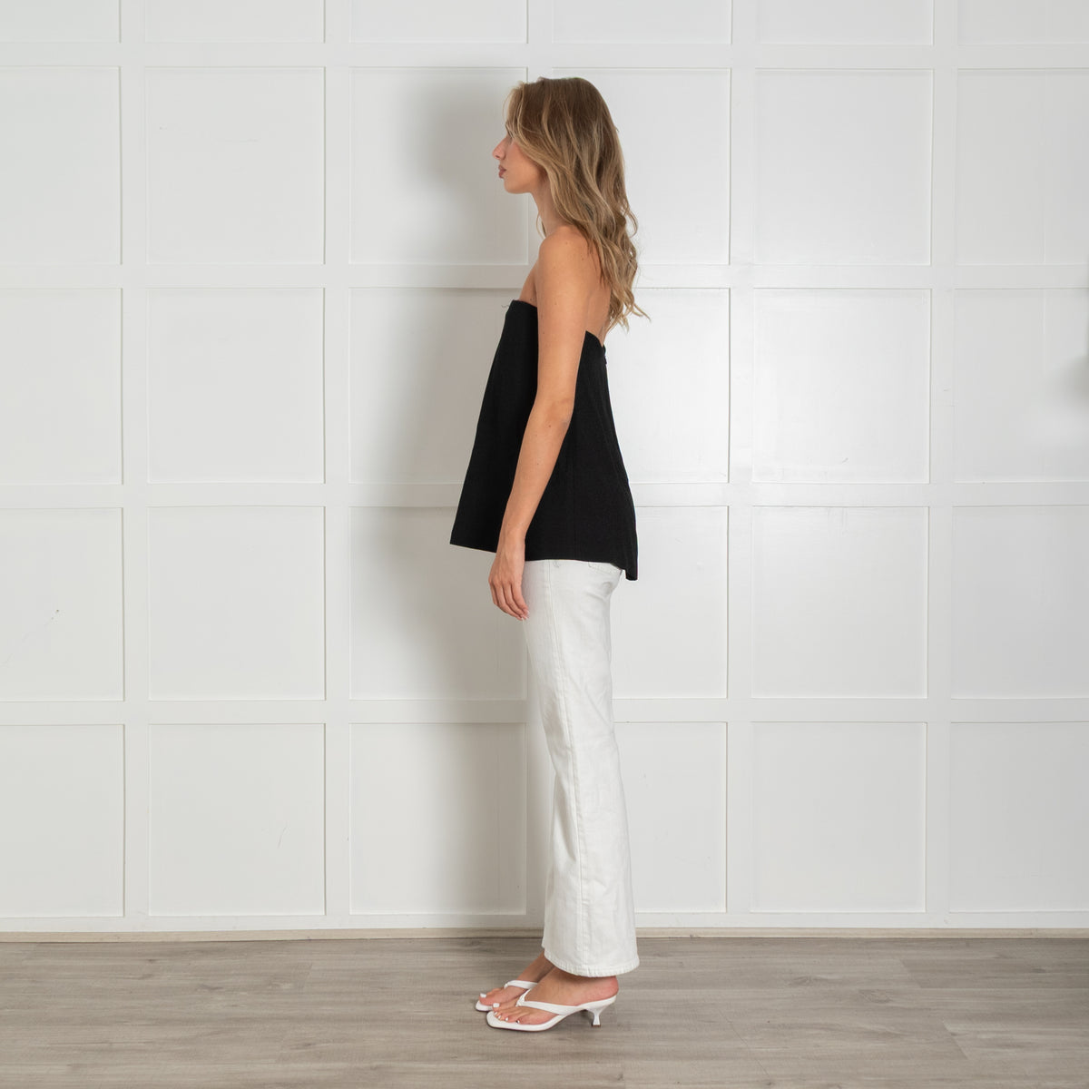 Raey Black Strapless Trapeze Top