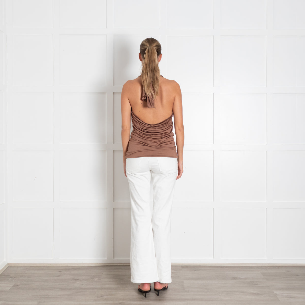 Sportmax Brown Silk Halter Top