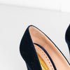 Rupert Sanderson Navy Blue Velvet Chunky Heel Shoes