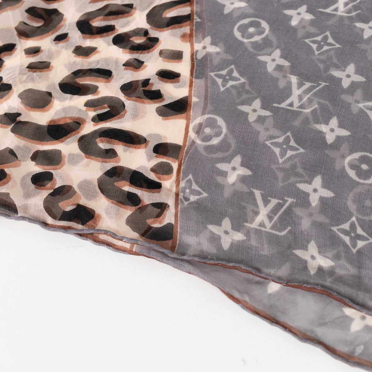 Louis Vuitton Monogram and Leopard Print Sheer Scarf