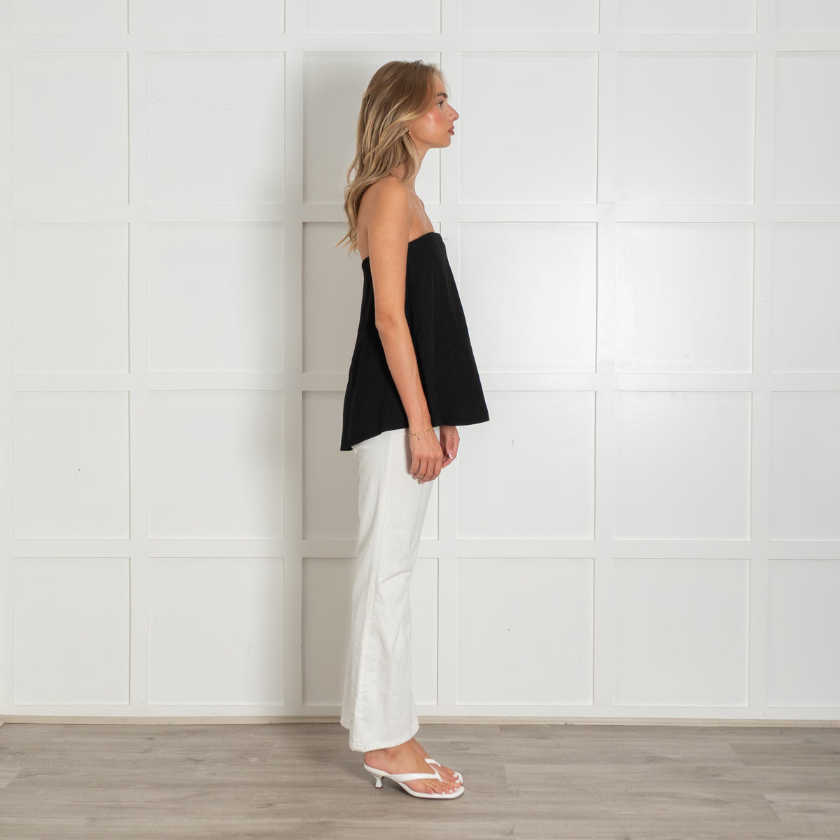 Raey Black Strapless Trapeze Top