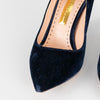 Rupert Sanderson Navy Blue Velvet Chunky Heel Shoes