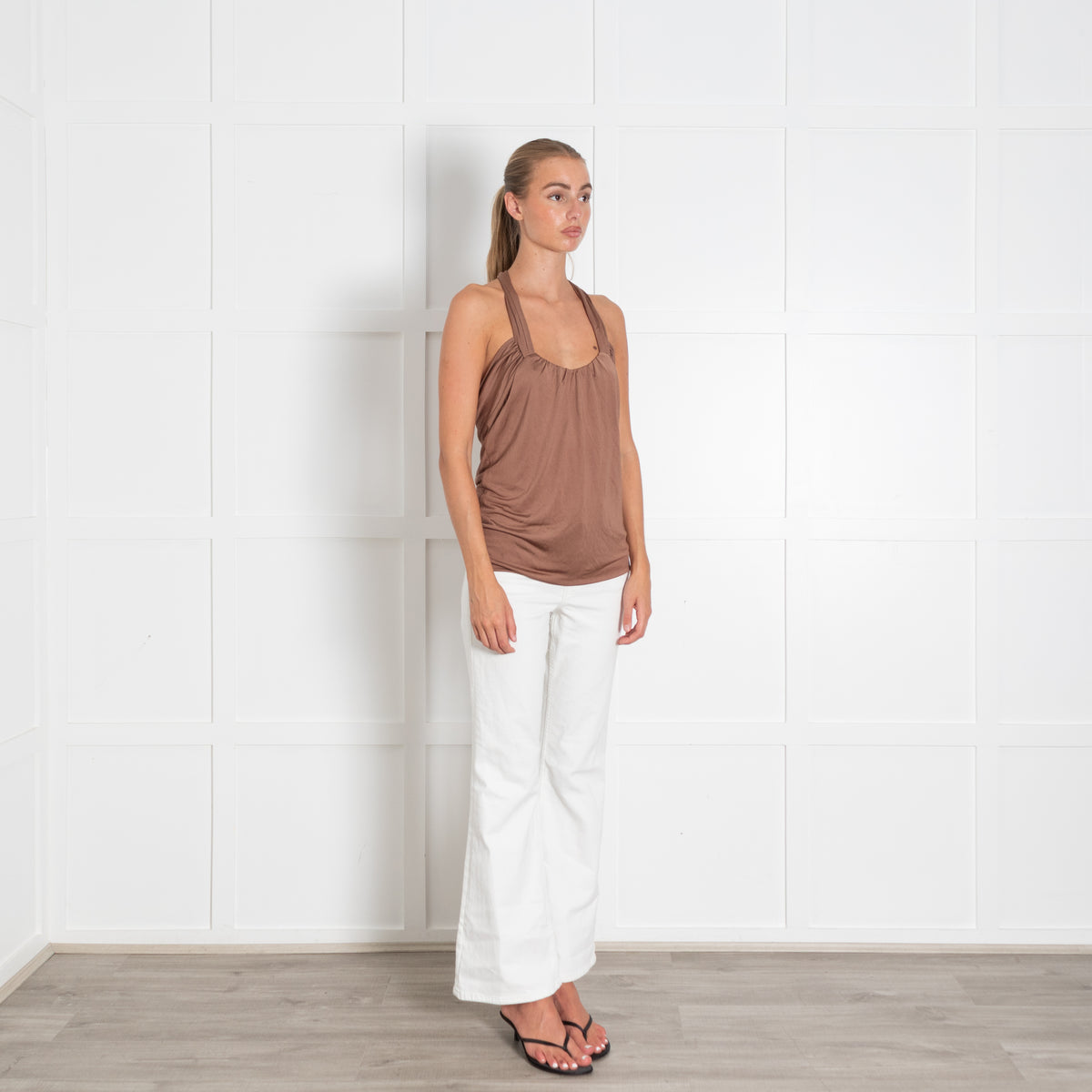 Sportmax Brown Silk Halter Top