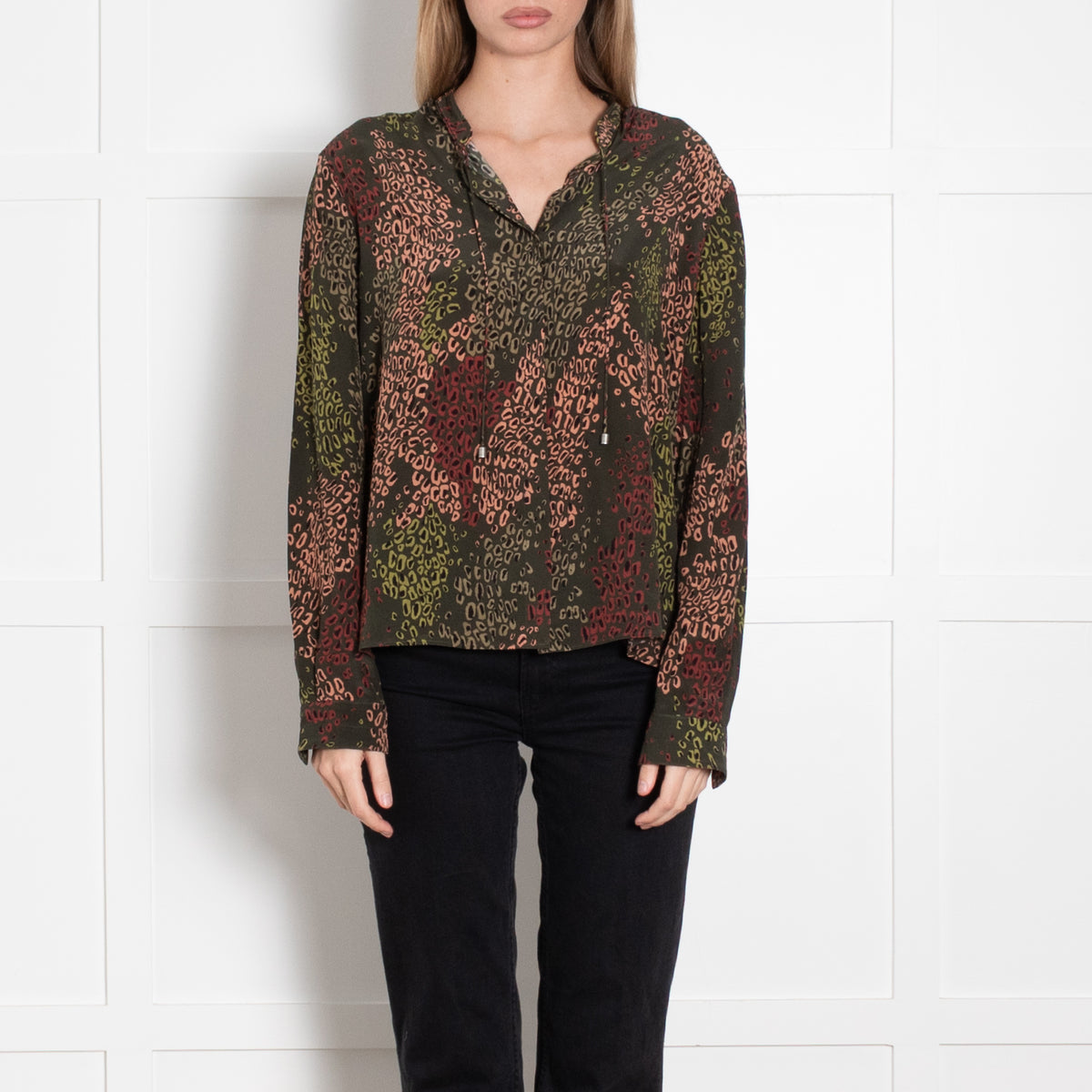 Aspesi Khaki Multi Colour Print Blouse