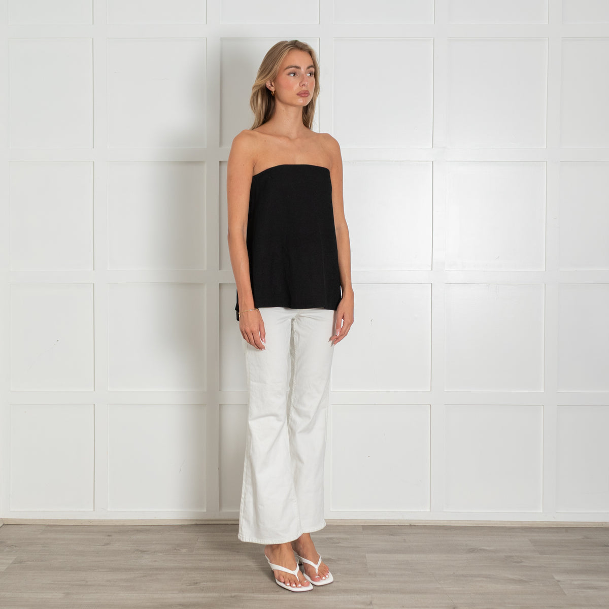 Raey Black Strapless Trapeze Top