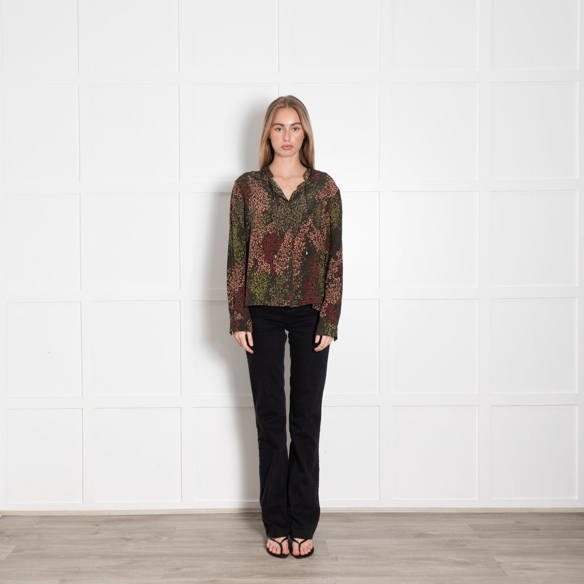Aspesi Khaki Multi Colour Print Blouse