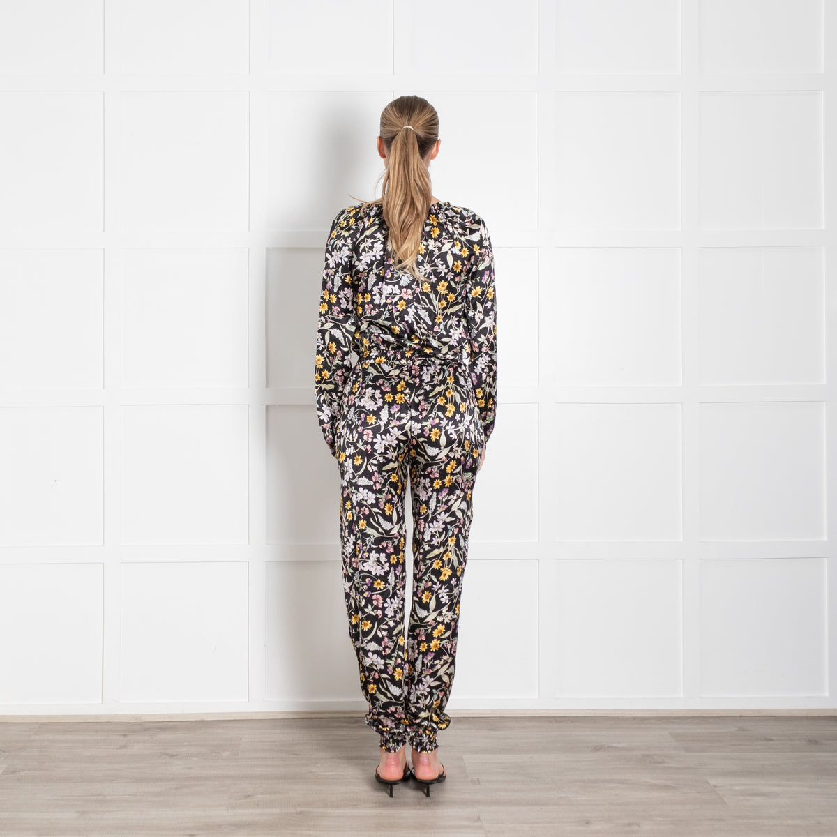 Ridley Black Cream Yellow Floral Elasticated Waist Jumpsuit