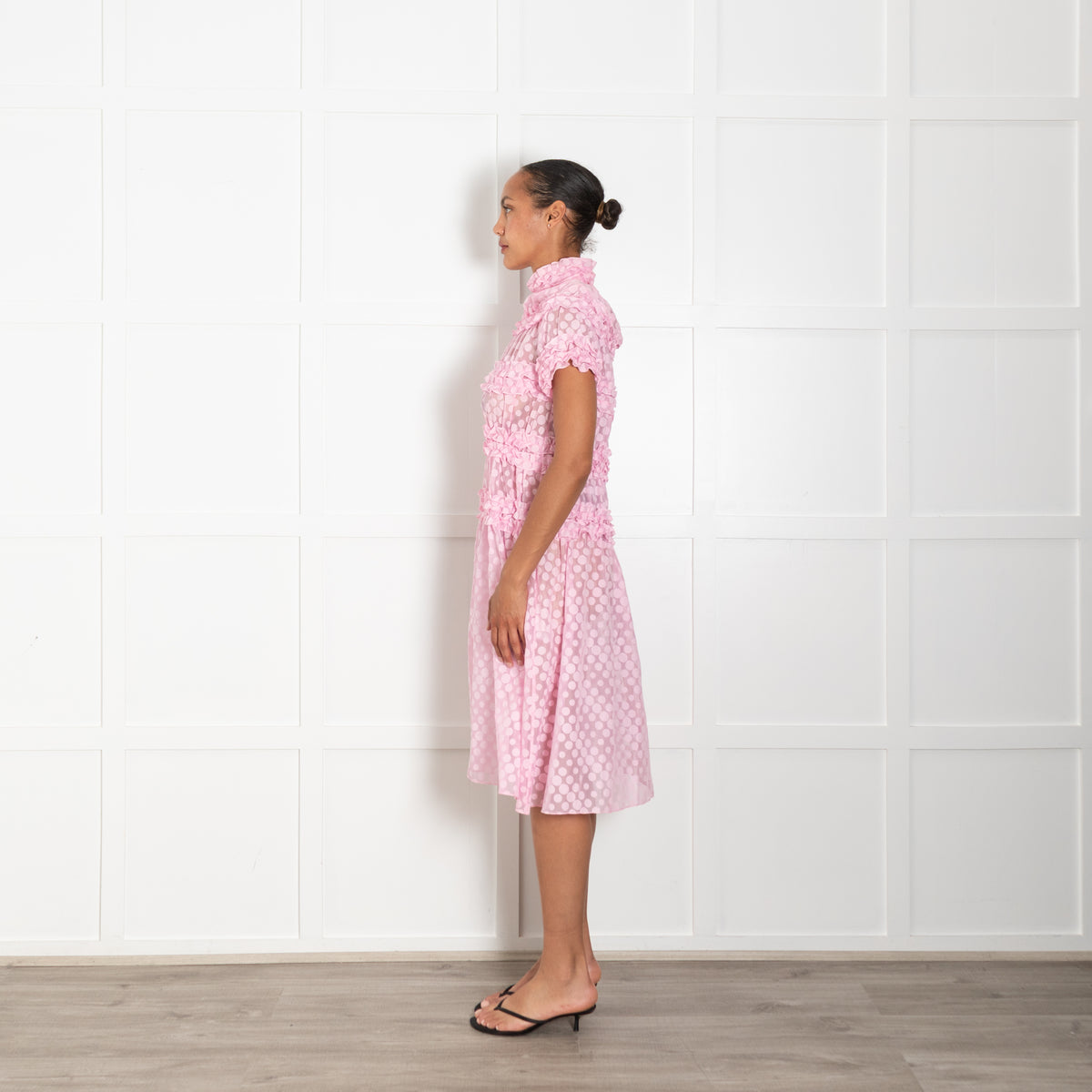 PASKAL Pink Chiffon Polka Dot Short Dress