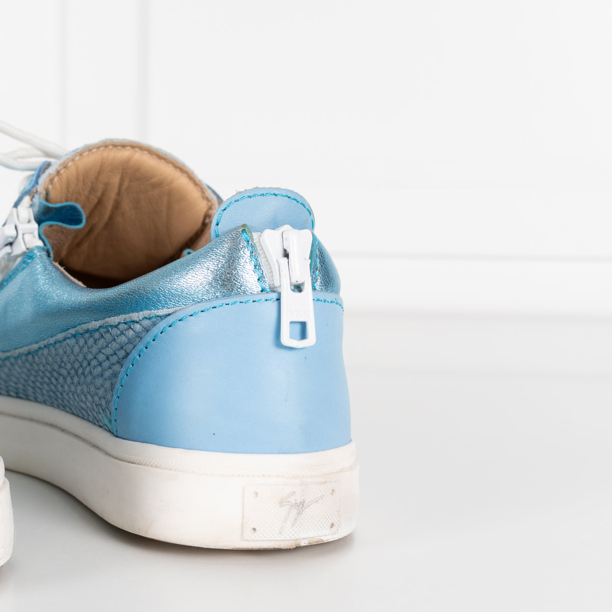 Giuseppe Zanotti Blue White Snake Skin Trainers