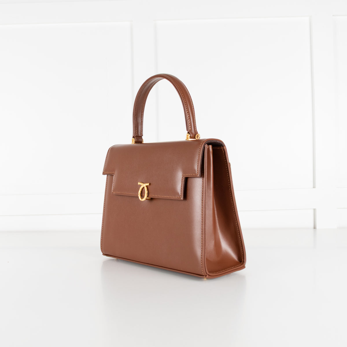 Launer London Brown Traviata Top Handle Handbag