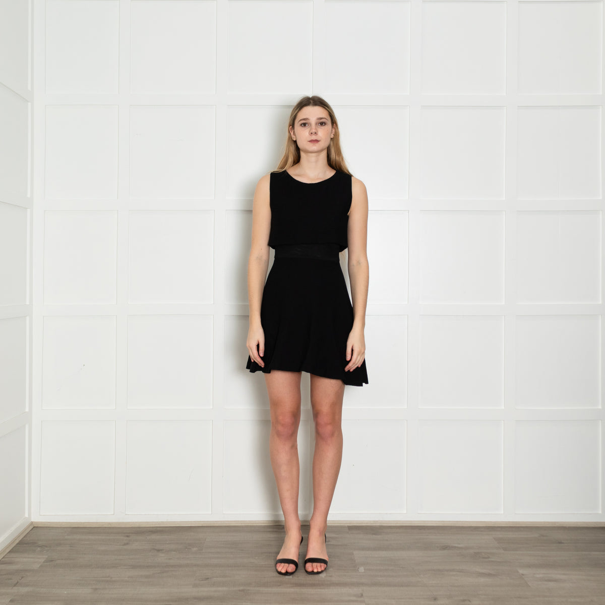 Maje Black Textured Sleeveless Layered Short Dress