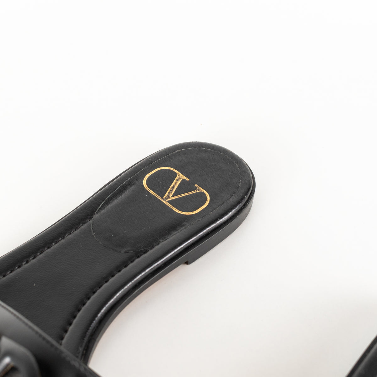 Valentino Black Leather Logo Sliders