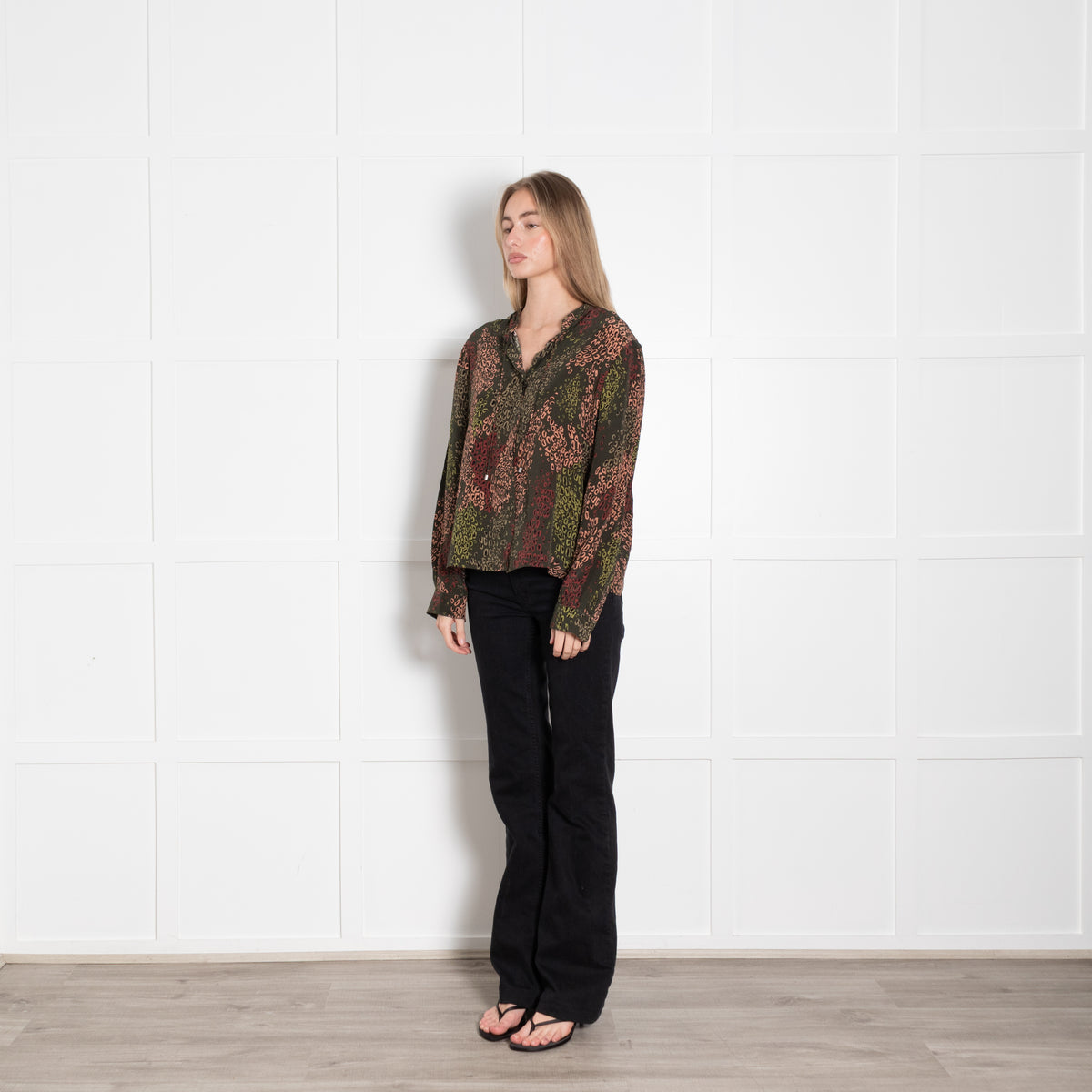 Aspesi Khaki Multi Colour Print Blouse