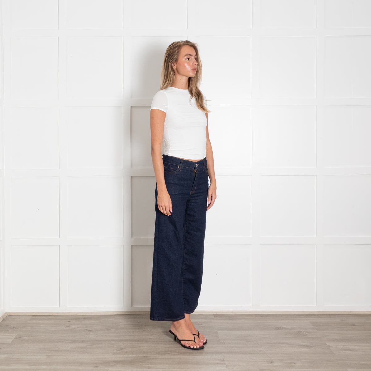 Frame Dark Denim Le Crop Palazzo Jeans
