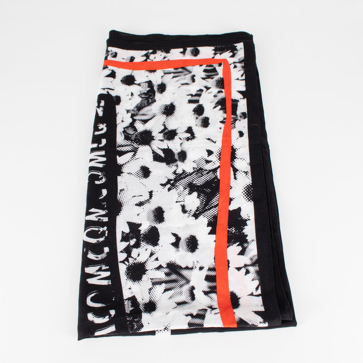 McQ Black, White & Red Abstract Large Cotton Scarf