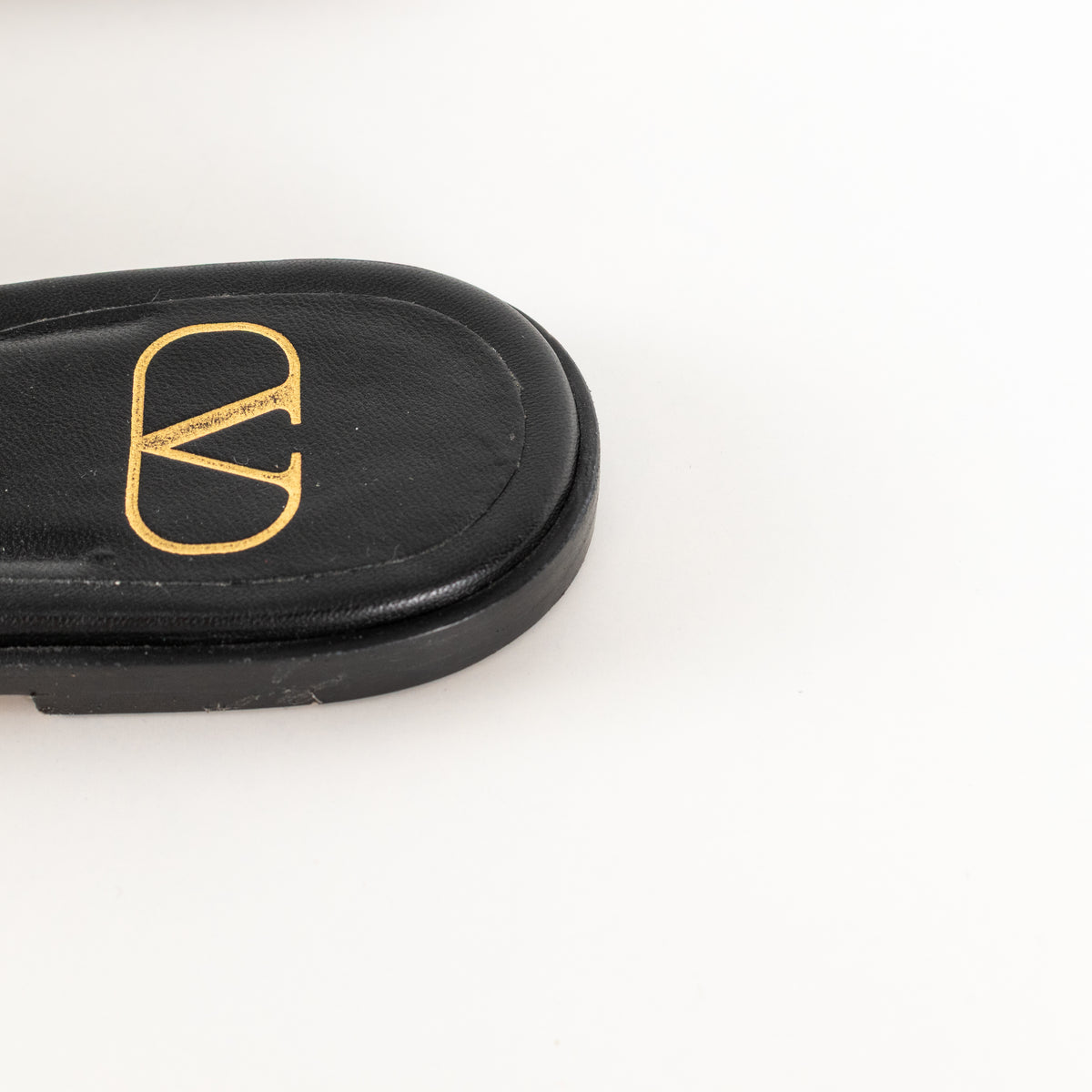 Valentino Black Leather Logo Sliders