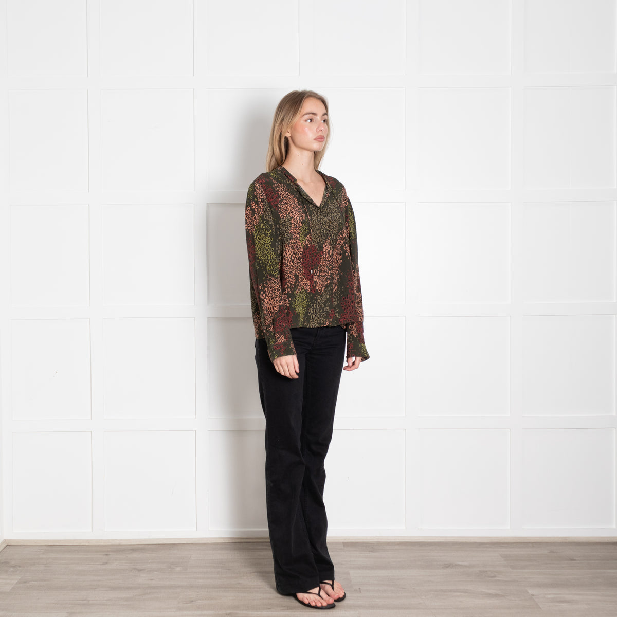 Aspesi Khaki Multi Colour Print Blouse