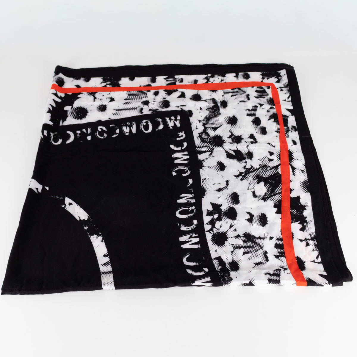 McQ Black, White & Red Abstract Large Cotton Scarf