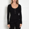 Self Portrait Black Knit Top with Diamante Trim
