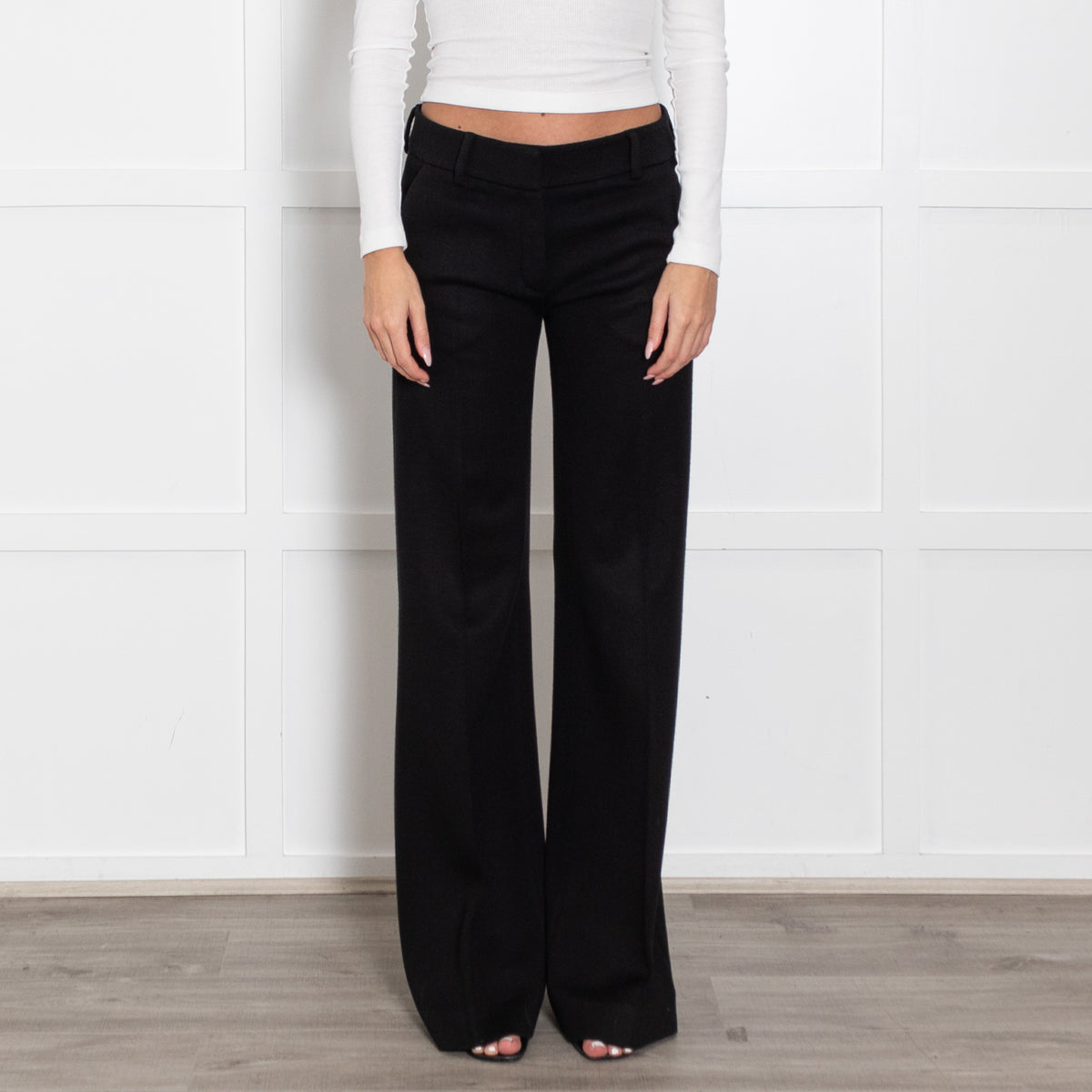 M Missoni Black Wool Blend Straight Leg Suit Trousers