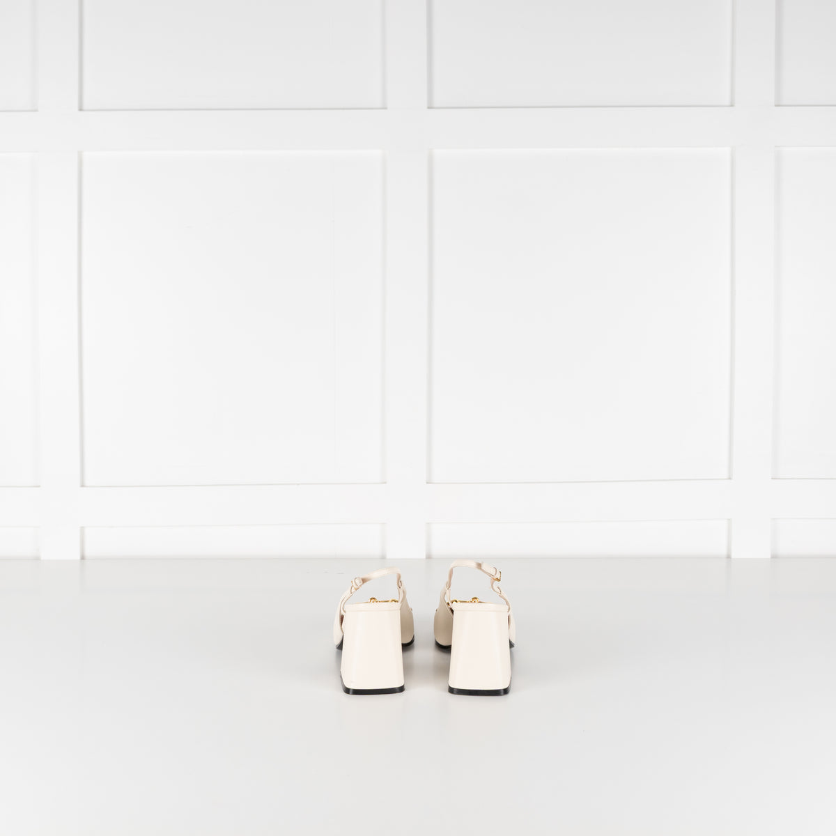 Gucci Cream Horsebit Heeled Slingbacks