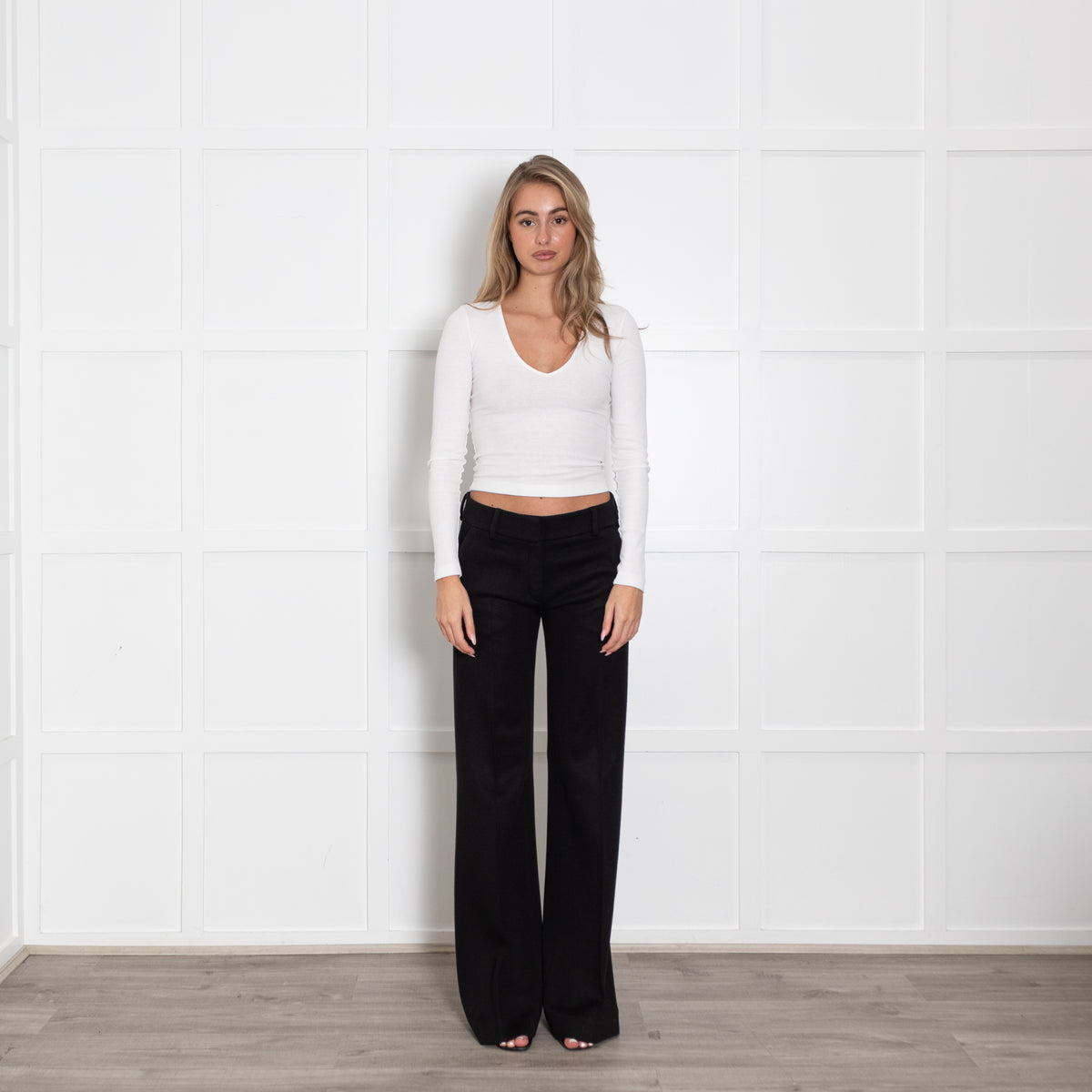 M Missoni Black Wool Blend Straight Leg Suit Trousers