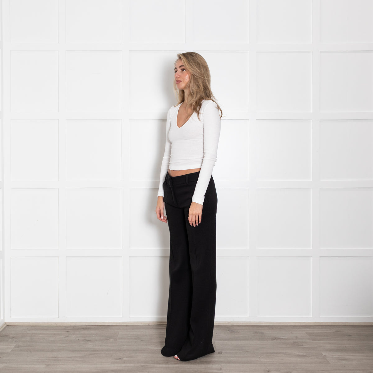 M Missoni Black Wool Blend Straight Leg Suit Trousers