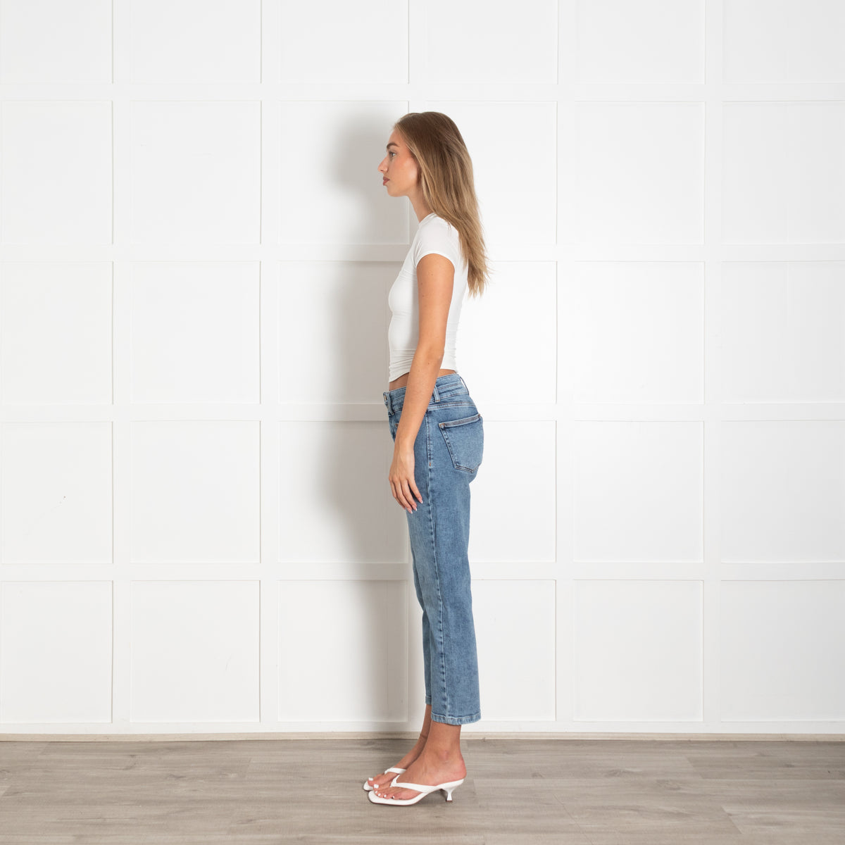 Donna Ida Crop Straight Jeans With Button Fly