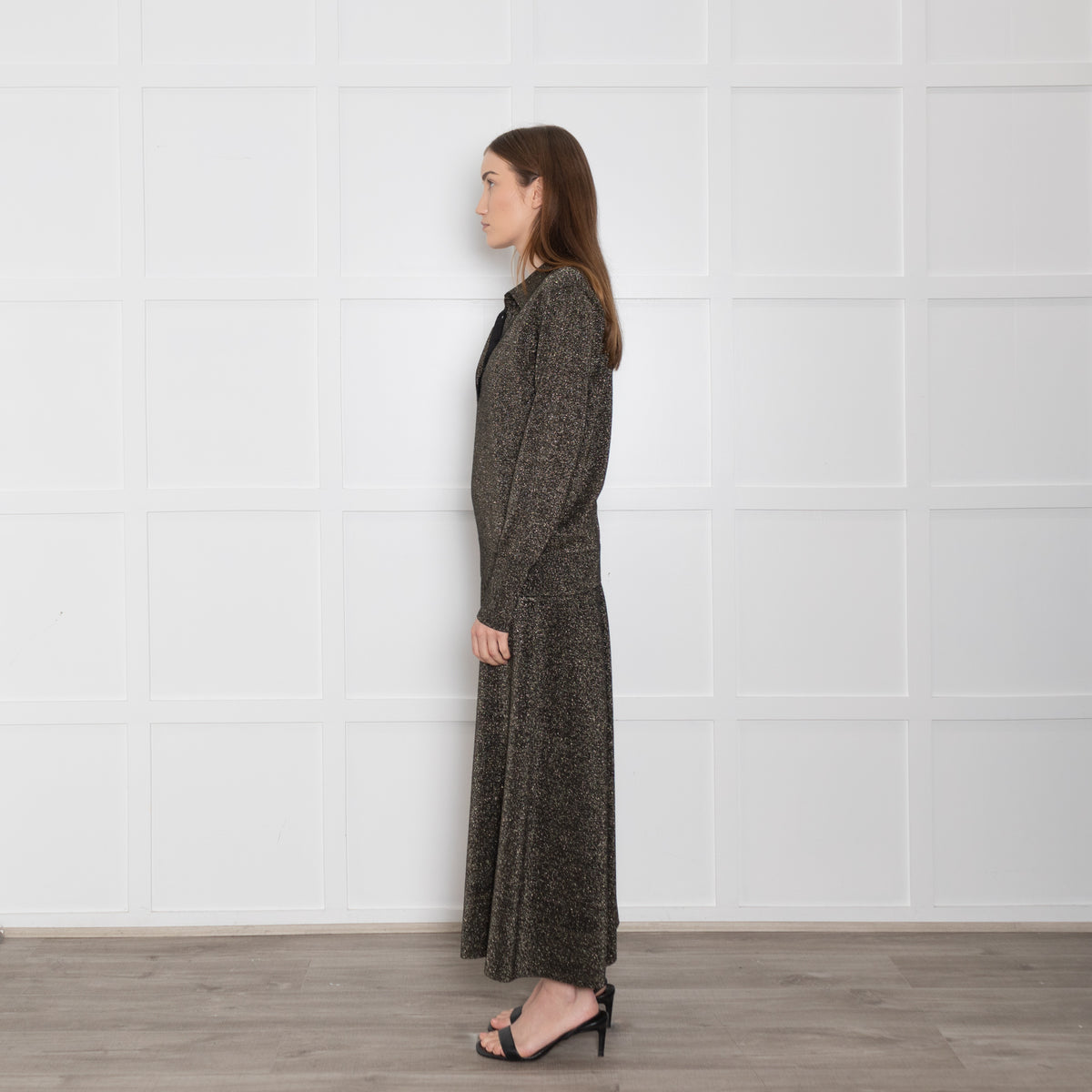 Cefinn Black & Gold Wool/Lurex Top With Collar