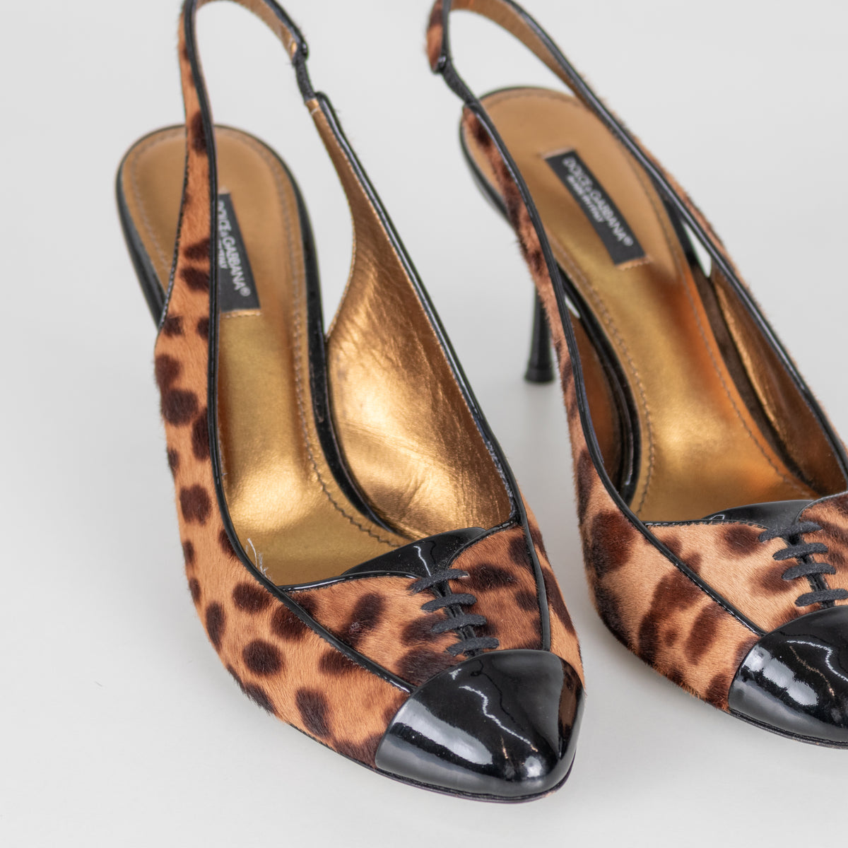 Dolce & Gabbana Brown Animal Print Ponyskin Slingbacks