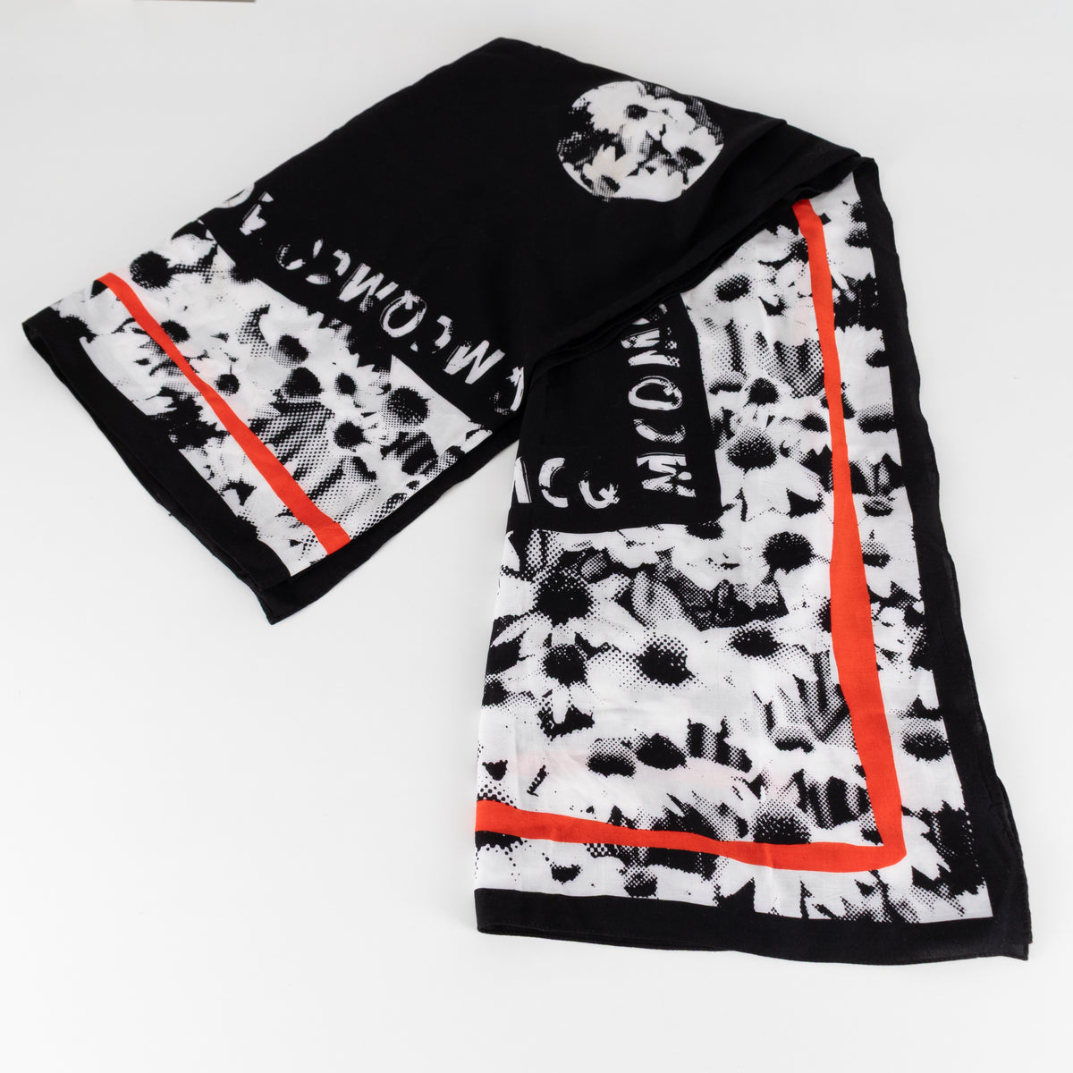 McQ Black, White & Red Abstract Large Cotton Scarf
