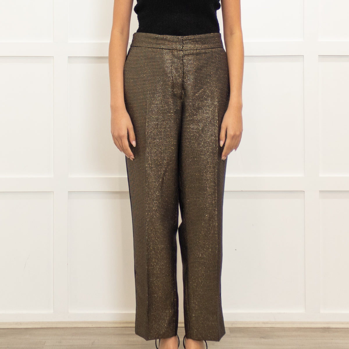 Me + Em Black Gold Side Stripe Trousers