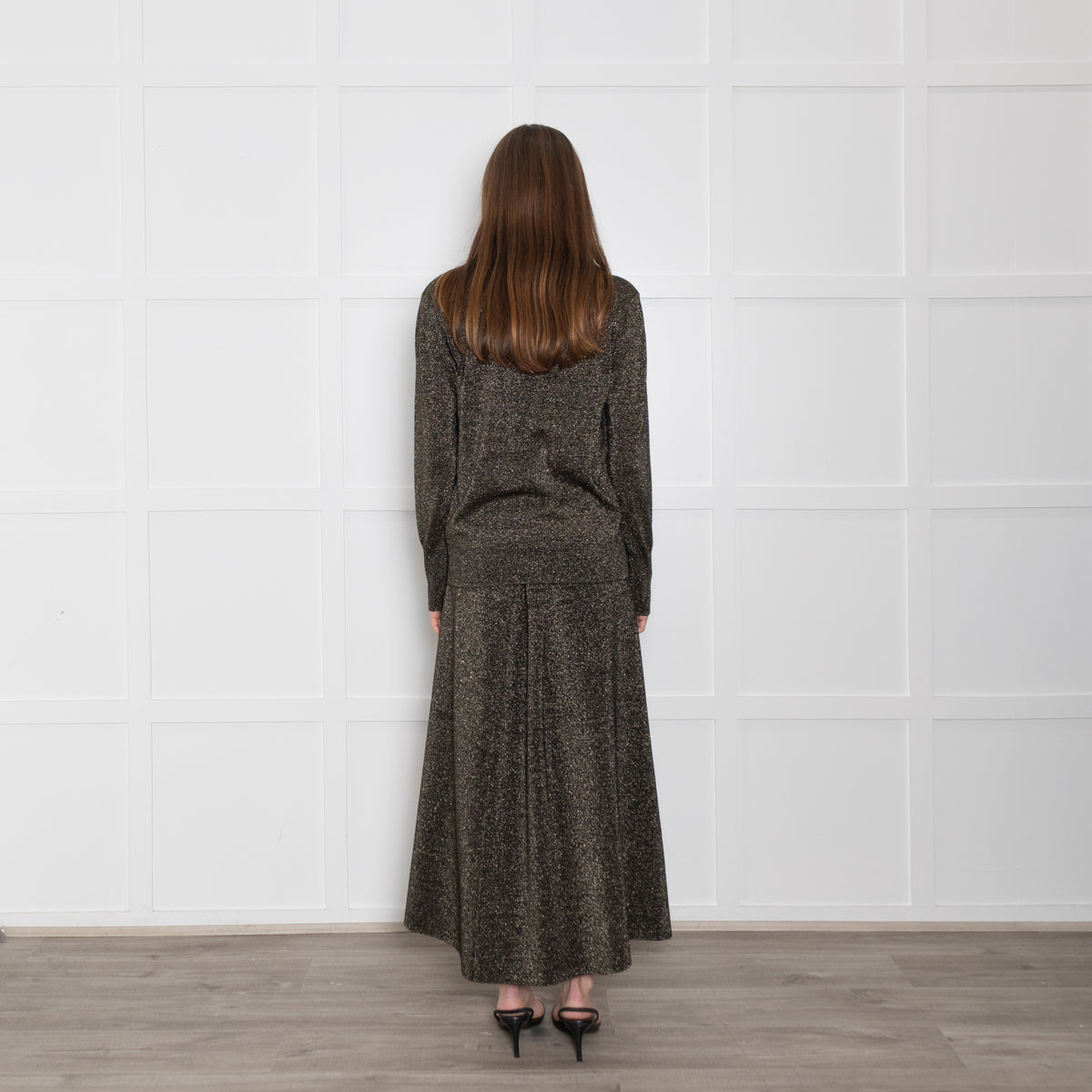Cefinn Black & Gold Wool/Lurex Top With Collar