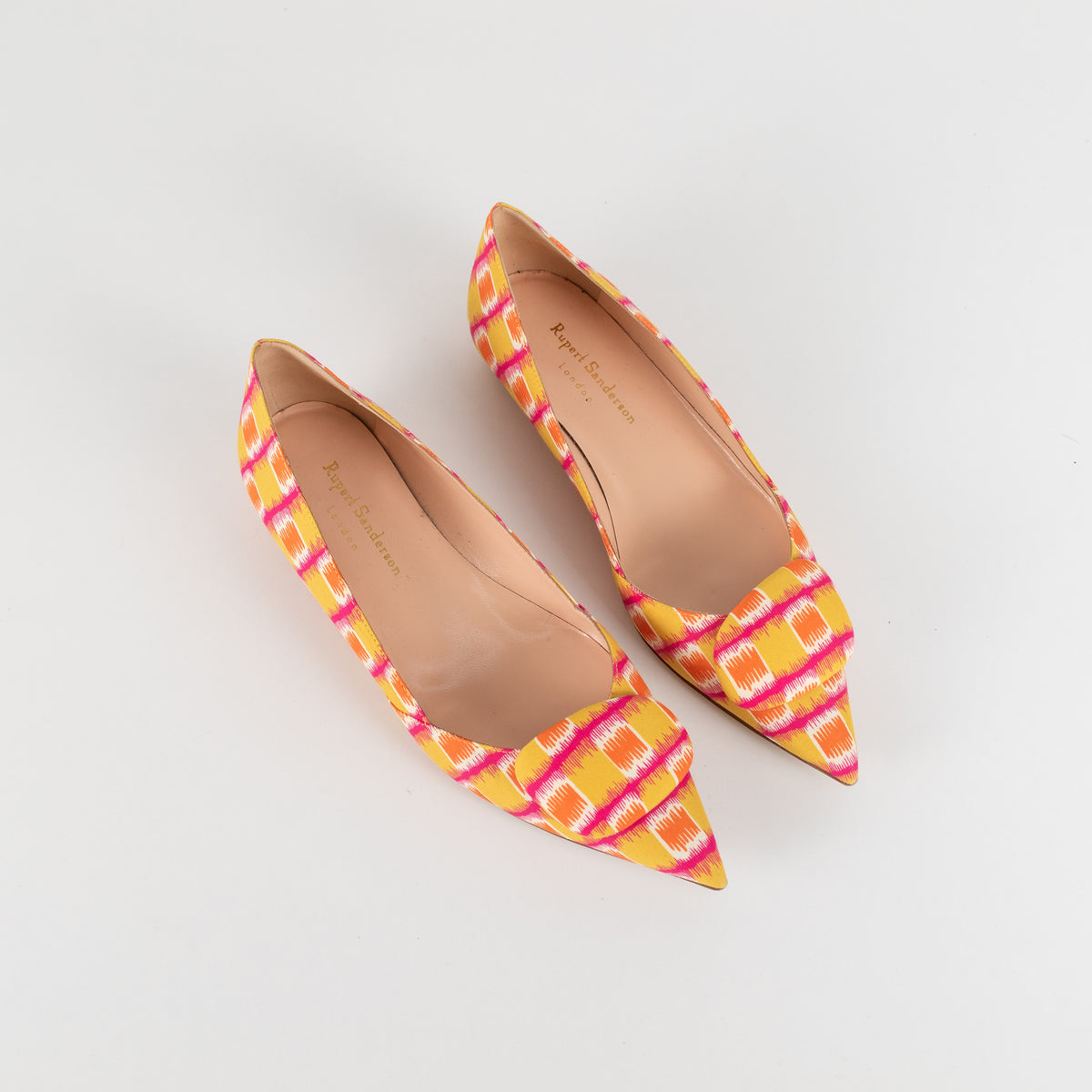 Rupert Sanderson Mustard Orange Fabric Pointy Shoes