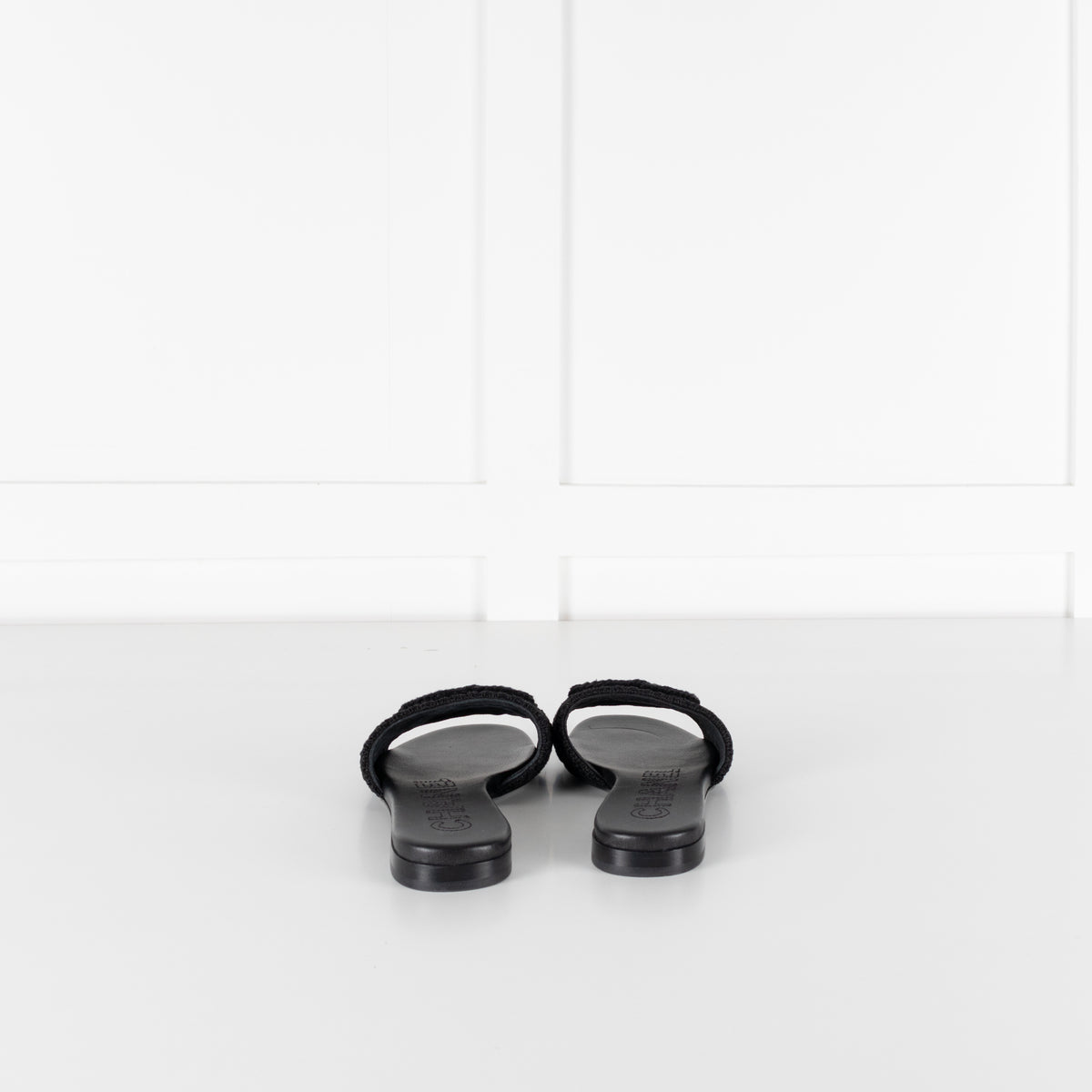 Chanel Black Crochet CC Sliders
