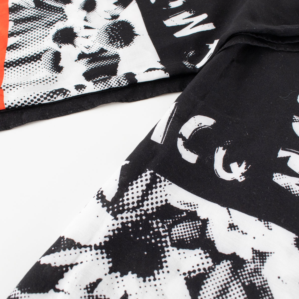 McQ Black, White & Red Abstract Large Cotton Scarf