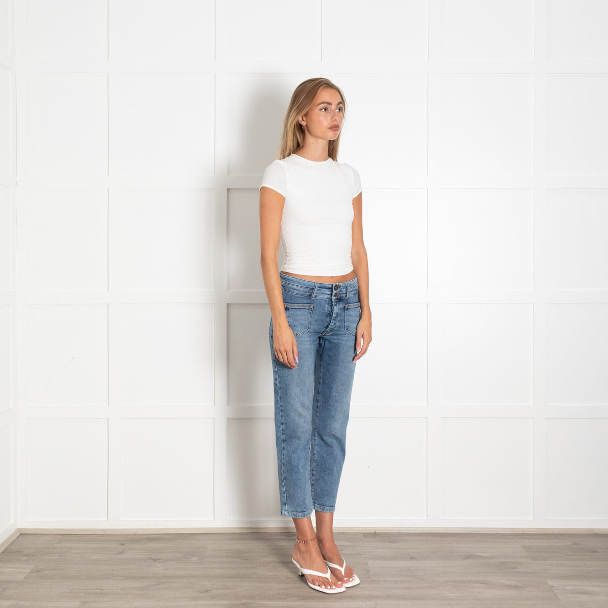 Donna Ida Crop Straight Jeans With Button Fly