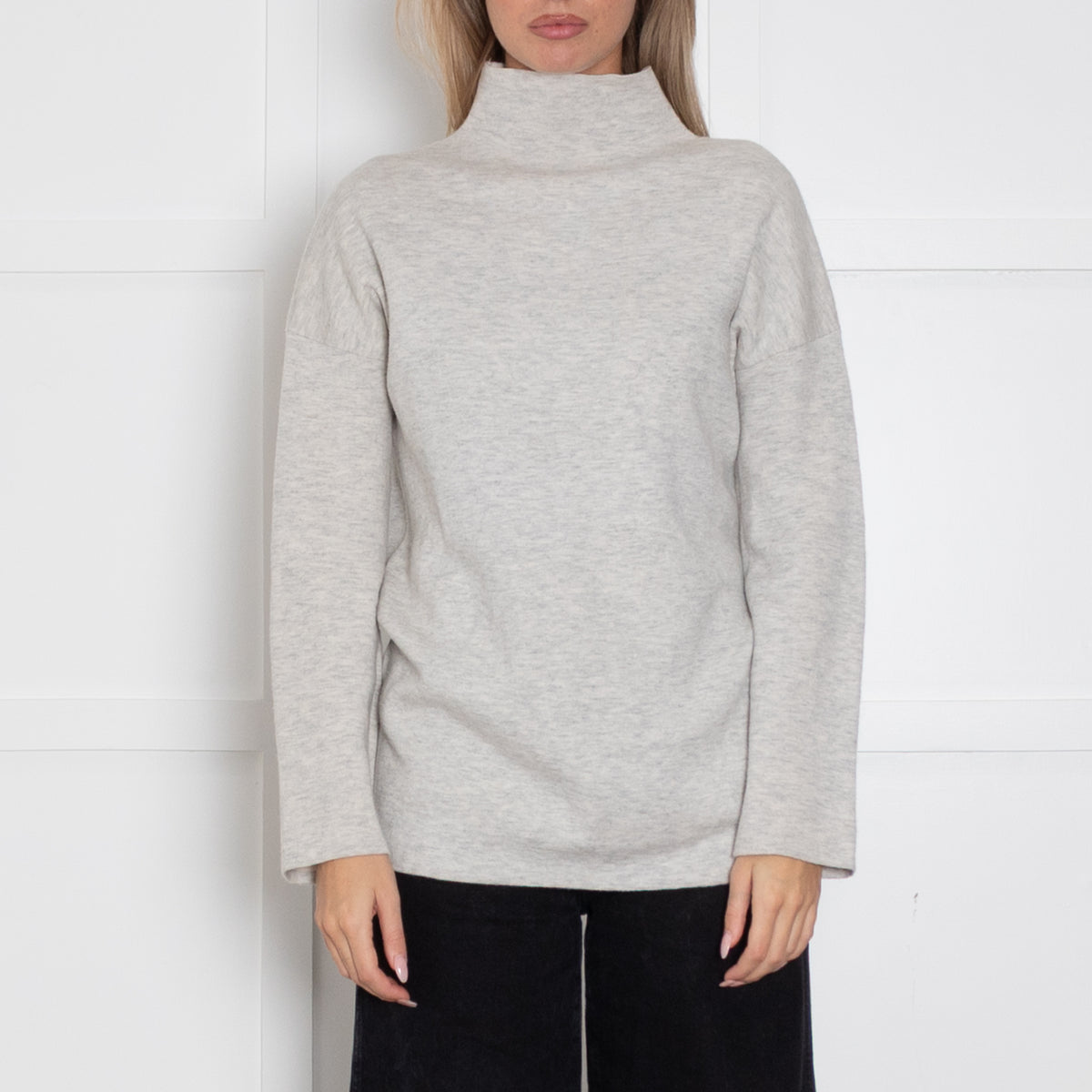 Me+Em Light Grey Cotton Wool Blend Funnel Neck Jumper