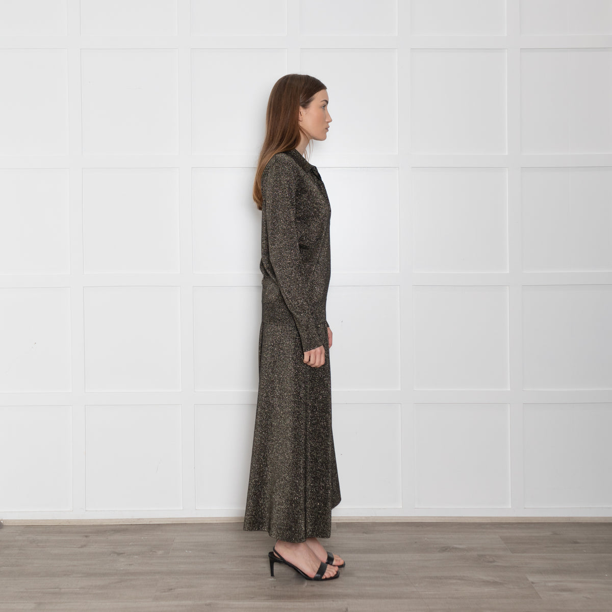 Cefinn Black & Gold Wool/Lurex Top With Collar
