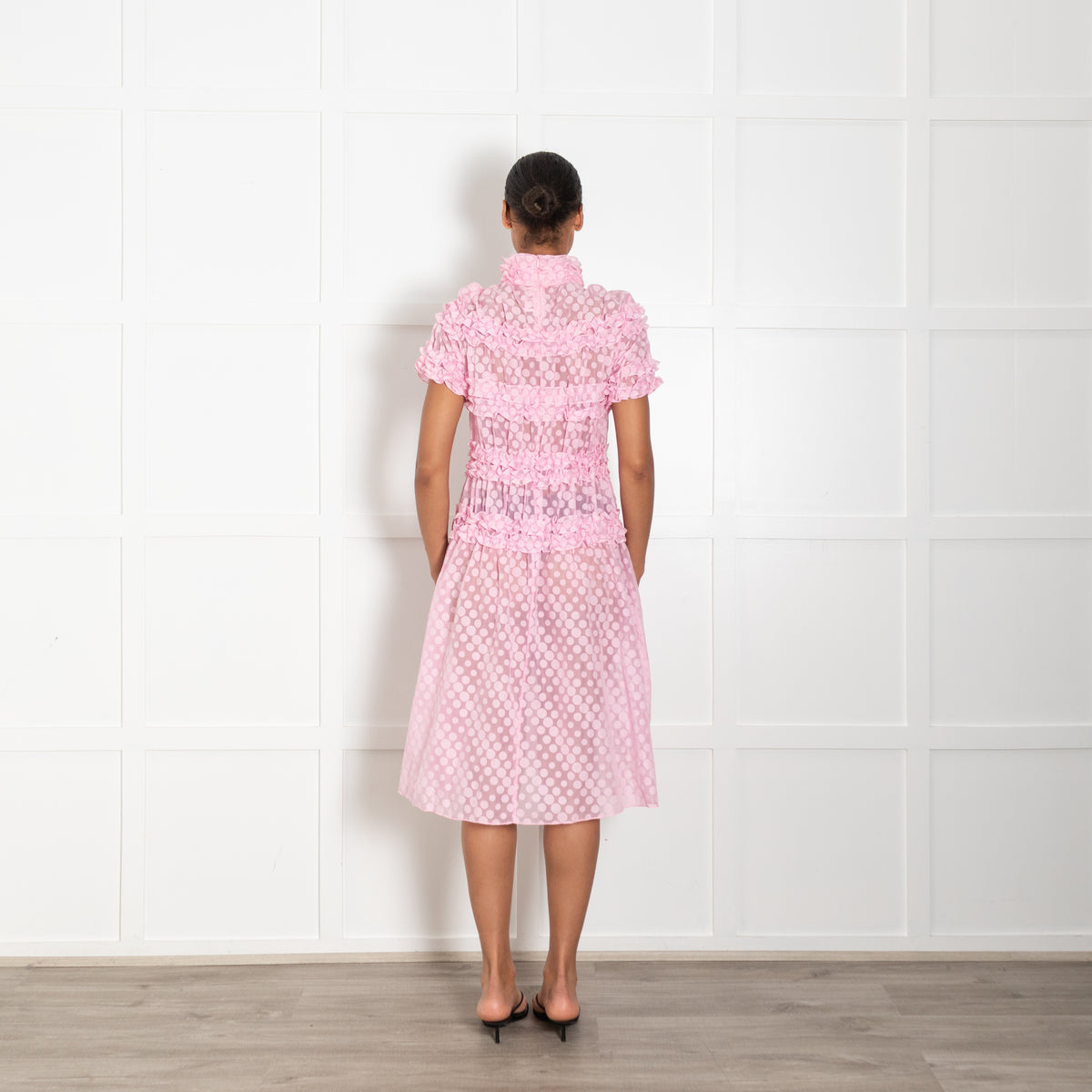 PASKAL Pink Chiffon Polka Dot Short Dress