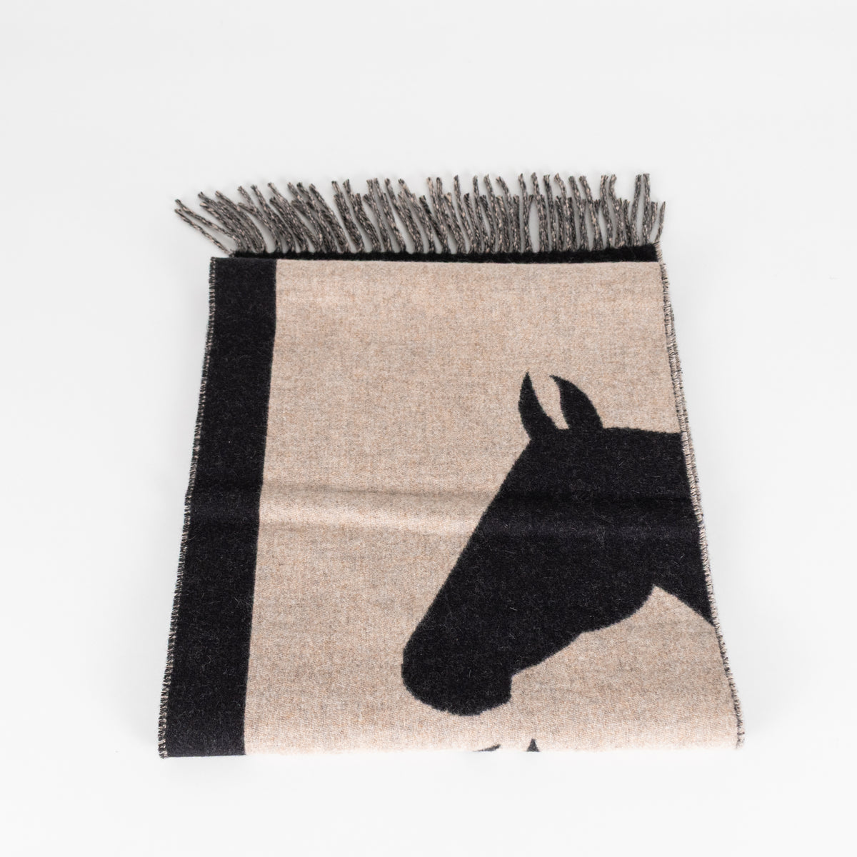 Hermes Beige Black Casaque Love Story Scarf