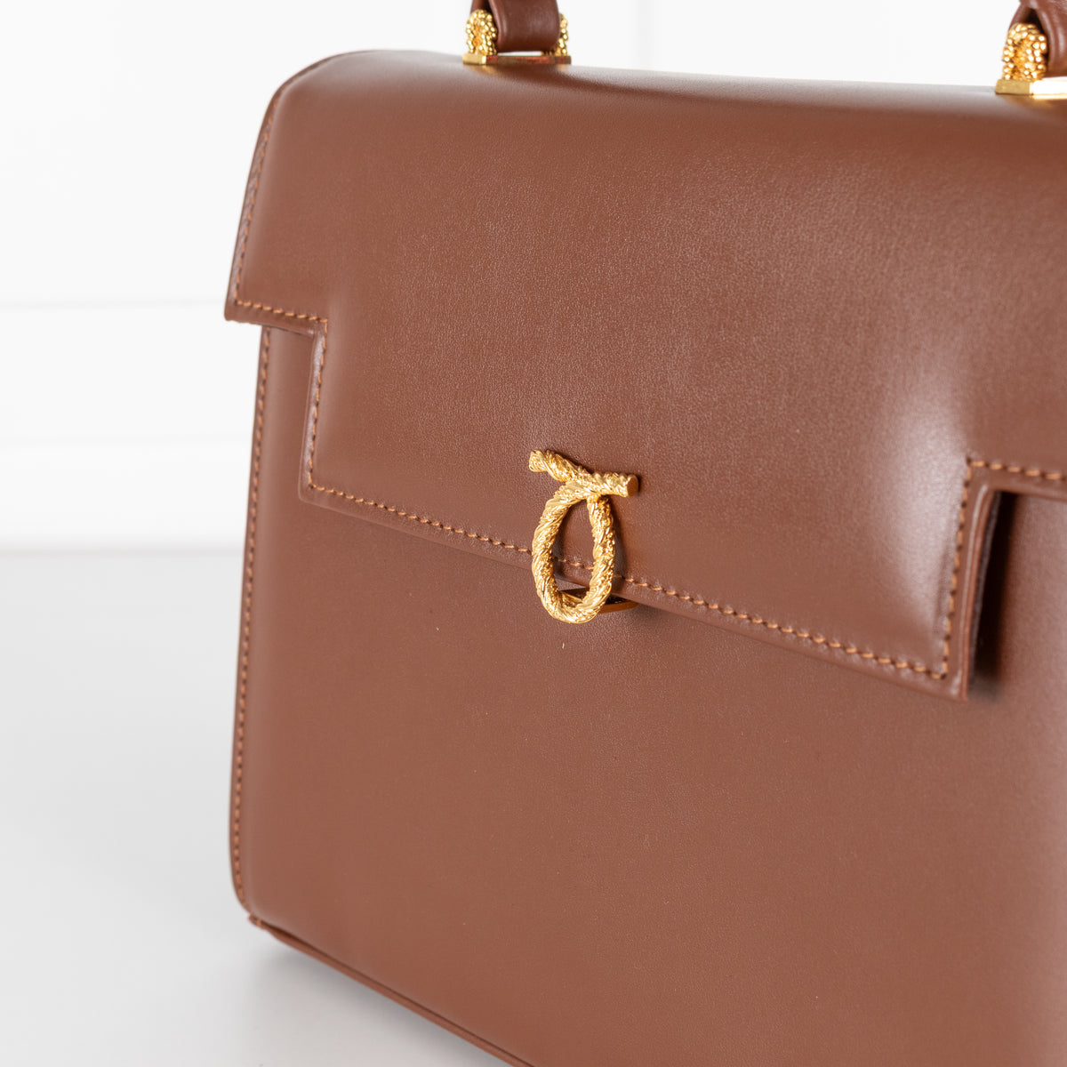 Launer London Brown Traviata Top Handle Handbag