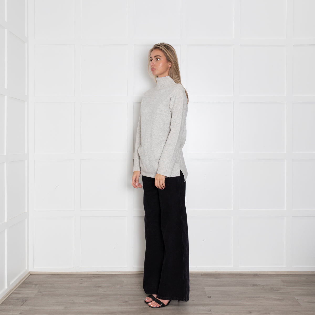 Me+Em Light Grey Cotton Wool Blend Funnel Neck Jumper